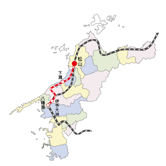 四國觀光列車伊予灘物語路線圖